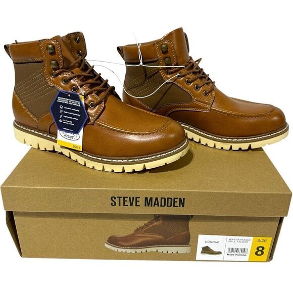 Steve Madden Men's Bleeker Boot Color Cognac Size 8 - Picture 10 of 16